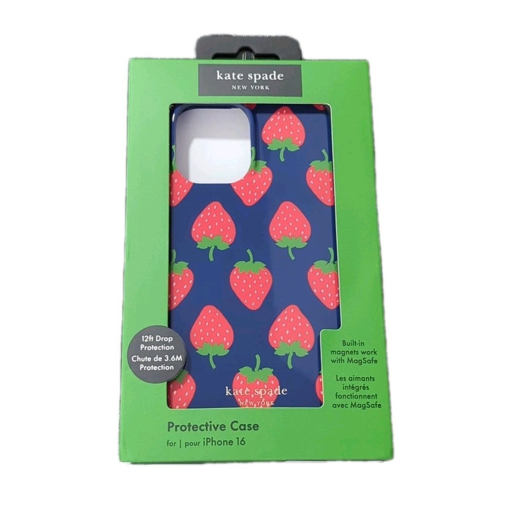 Nn7N kate spade new york Protective MagSafe Case for Apple iPhone 16 -Strawberry